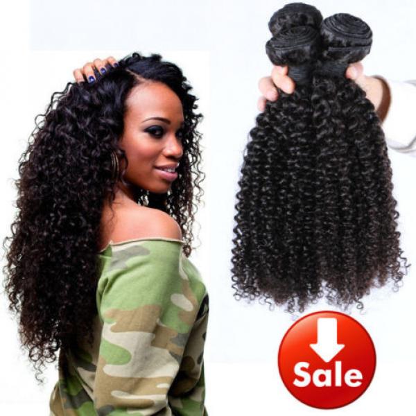 SALE Brazilian Human Virgin Hair Kinky Curly 4*4 Lace Closure with 3 Bundles 18&#034; #5 image