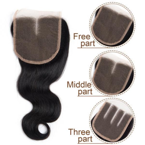 Brazilian Virgin Hair 3 Bundles Body Wave Human Hair Weft with 1 pc Lace Closure #4 image