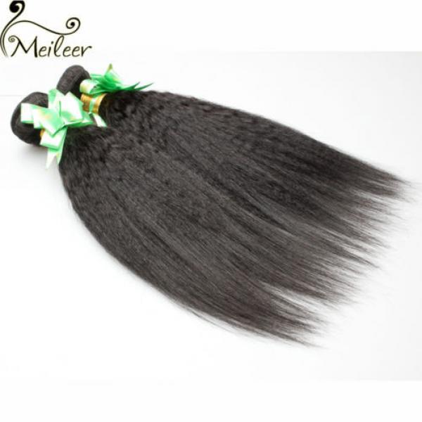 3bundle yaki Kinky Straight Virgin Brazilian remy human hair weft Weave 150g/lot #3 image
