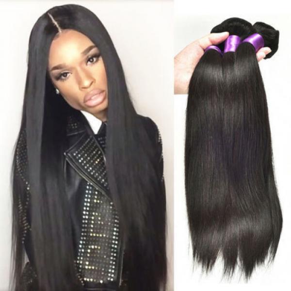 3 Bundles 100% Unprocessed Virgin Straight Brazilian hair Extension Human Weave #1 image