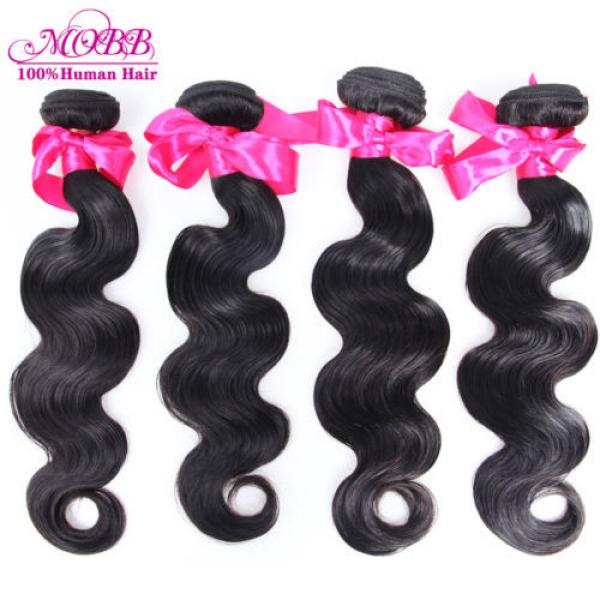 Brazilian Virgin Human Remy Hair Extensions Weaving Weft 4 Bundles With Closure #5 image
