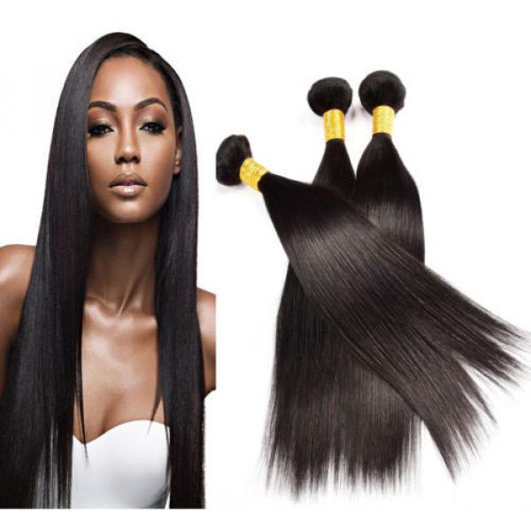 3 Bundles Unprocessed Brazilian Virgin Hair Straight Weave Human Hair Extensions #1 image