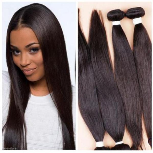 3 Bundles 18&#034; Remy Virgin Brazilian Straight Human Hair Weft Extensions 150g all #1 image