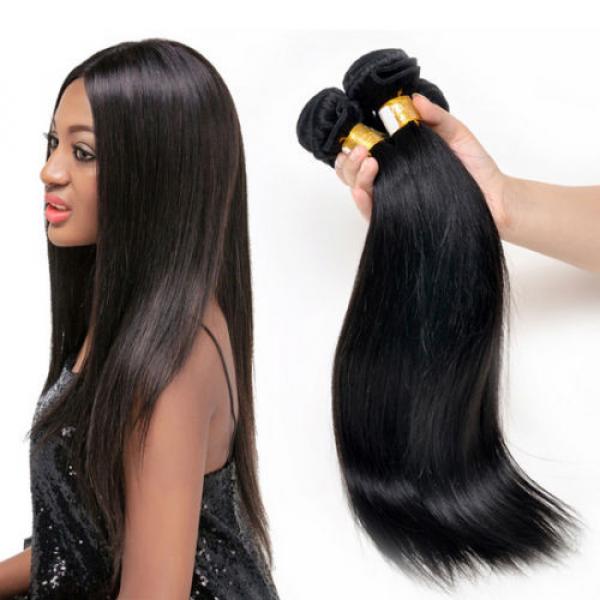 Virgin Brazilian Natural Black Straight Human Hair Extensions 150g 14&#034;+16&#034;+18&#034; #1 image