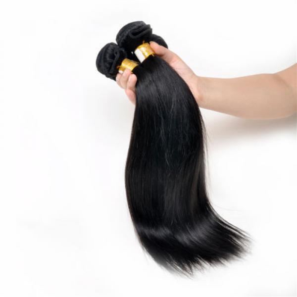 Virgin Brazilian Natural Black Straight Human Hair Extensions 150g 14&#034;+16&#034;+18&#034; #3 image