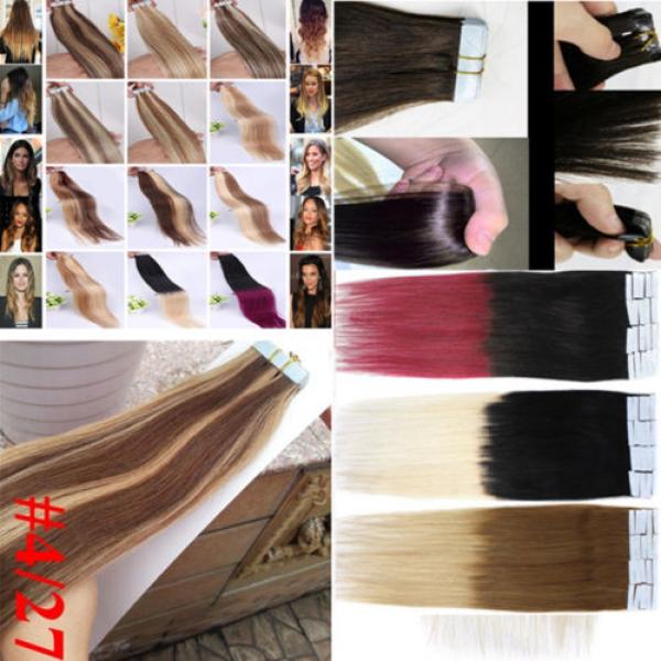 NEW 20pcs/set Tape In Skin Weft 100% Brazilian Virgin Remy Human Hair Extensions #1 image