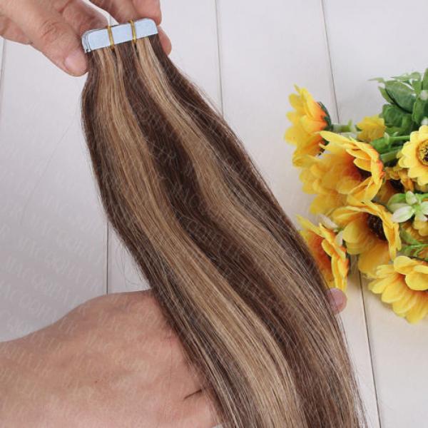 NEW 20pcs/set Tape In Skin Weft 100% Brazilian Virgin Remy Human Hair Extensions #5 image