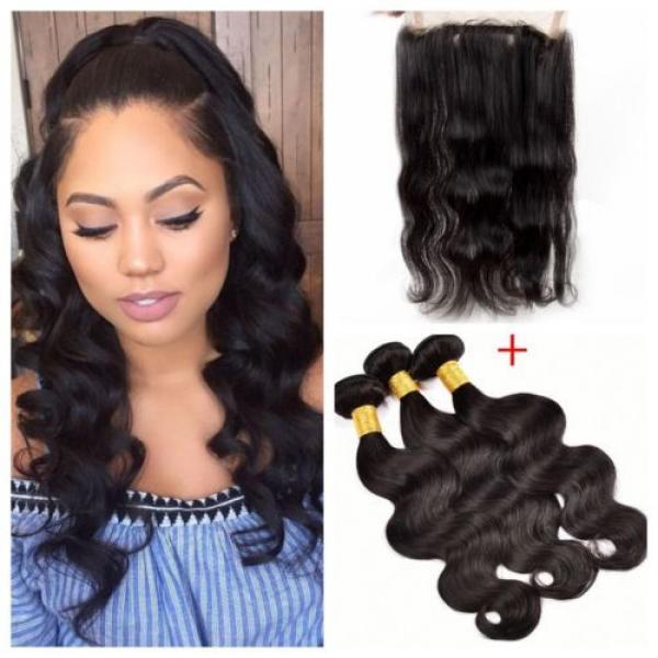 Body Wave Brazilian Virgin Human Hair Weft 3 Bundles 300g with 360 Lace Closure #1 image