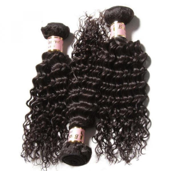13&#034;x4 Lace Frontal with 3 Bundles 7A Brazilian Curly Virgin Human Hair Weft 300g #2 image
