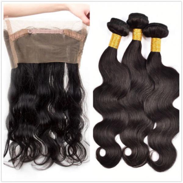Body Wave Brazilian Virgin Human Hair Weft 3 Bundles 300g with 360 Lace Closure #5 image