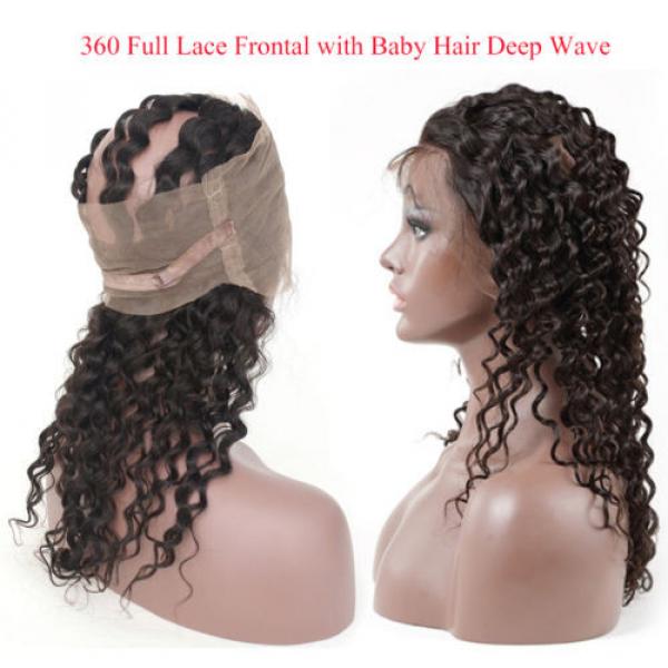 Brazilian Virgin Human Hair Deep Wave 360 Lace Frontal Closure With 4 Bundles #3 image