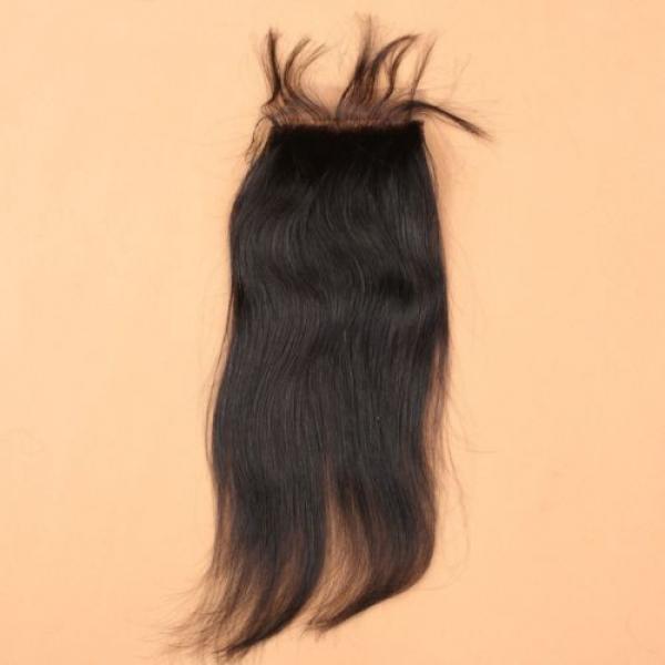 7A 4*4 Lace Closure 100% Brazilian Baby Virgin Human Hair Straight Natural Black #5 image
