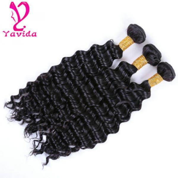 300g/3 Bundles 7A Brazilian Virgin Deep Wave Wavy Curly Human Hair Extensions #3 image