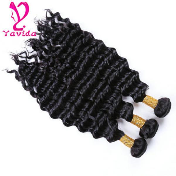300g/3 Bundles 7A Brazilian Virgin Deep Wave Wavy Curly Human Hair Extensions #4 image