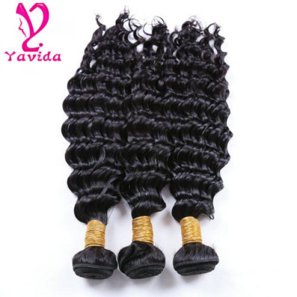 300g/3 Bundles 7A Brazilian Virgin Deep Wave Wavy Curly Human Hair Extensions #5 image