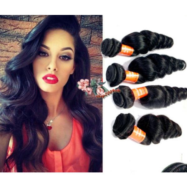 4 Bundles Brazilian Loose Wave Hair Weft 100% Virgin Human Hair Extensions Weave #1 image