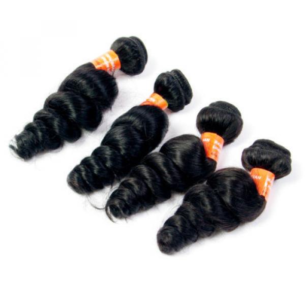 4 Bundles Brazilian Loose Wave Hair Weft 100% Virgin Human Hair Extensions Weave #2 image