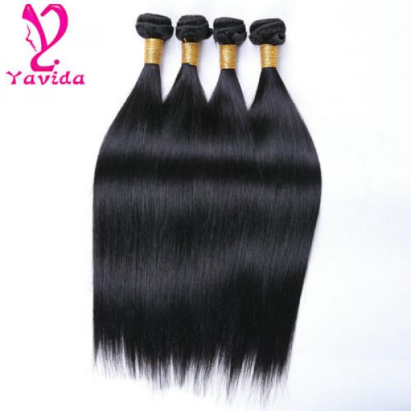 400g 100% Unprocessed Virgin Brazilian Straight Hair Extensions Human Weave Weft #2 image