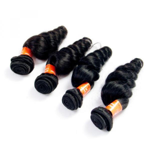 4 Bundles Brazilian Loose Wave Hair Weft 100% Virgin Human Hair Extensions Weave #5 image