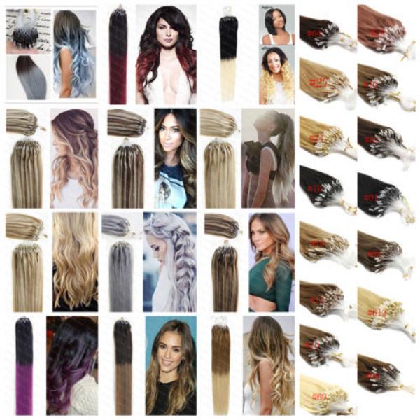 7A 50S Ombre Remy Micro Loop Ring Hair Extensions Brazilian Virgin Hair 1.0g/s #1 image