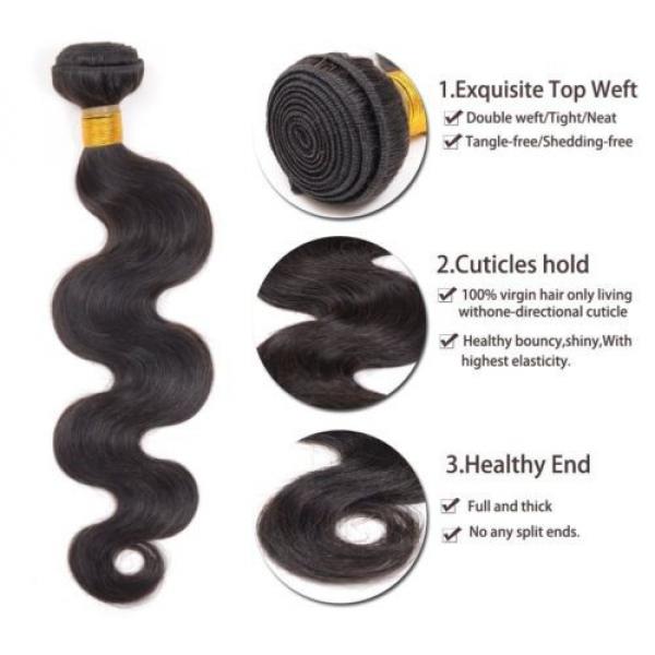 Brazilian Virgin Body Wave Human Hair Extensions 3 Bundles/ All 150g Hair Weave #4 image
