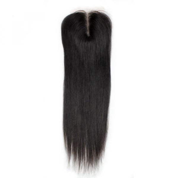 3.5x4 Brazilian Straight Lace Closures 5A Virgin Remy Human Hair Bleached Knots #3 image