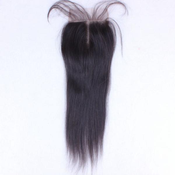 3.5x4 Brazilian Straight Lace Closures 5A Virgin Remy Human Hair Bleached Knots #4 image