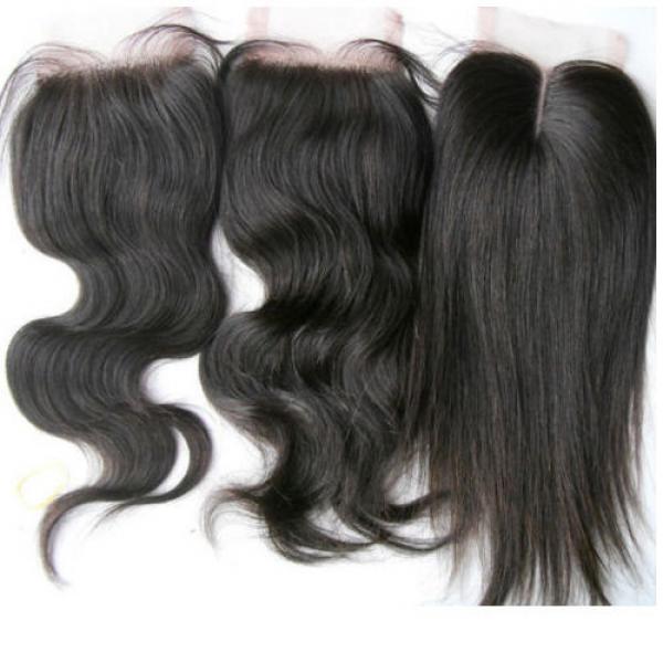 4&#034;x4&#034; Wave Lace Top Closure 100% Remy Brazilian Virgin Human Hair Natural Color #1 image