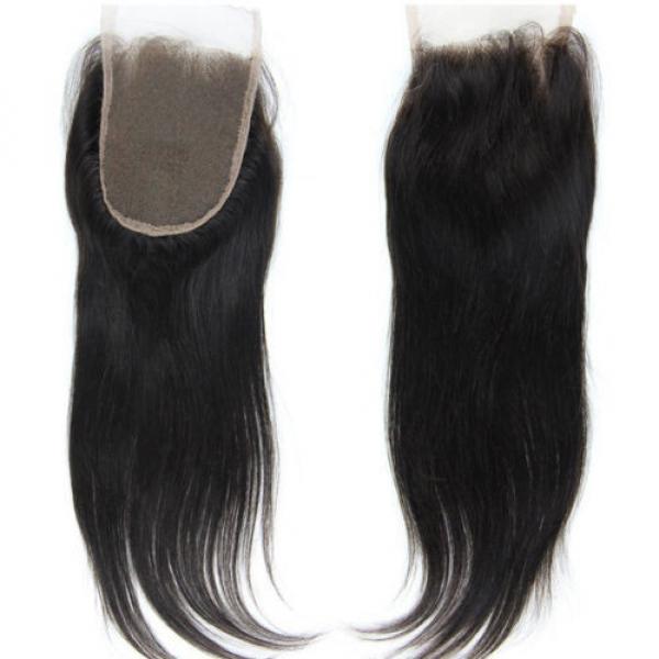 4&#034;x4&#034; Wave Lace Top Closure 100% Remy Brazilian Virgin Human Hair Natural Color #3 image