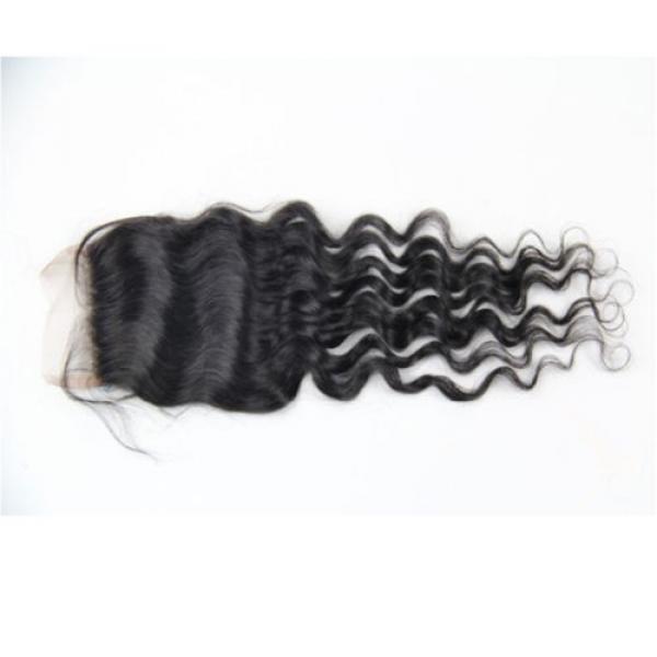 4&#034;x4&#034; Wave Lace Top Closure 100% Remy Brazilian Virgin Human Hair Natural Color #4 image