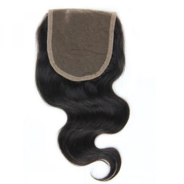 4&#034;x4&#034; Wave Lace Top Closure 100% Remy Brazilian Virgin Human Hair Natural Color #5 image