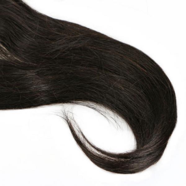 Virgin Brazilian Human Hair Straight Lace Closure Top Natural Center Part 10&#034; #4 image