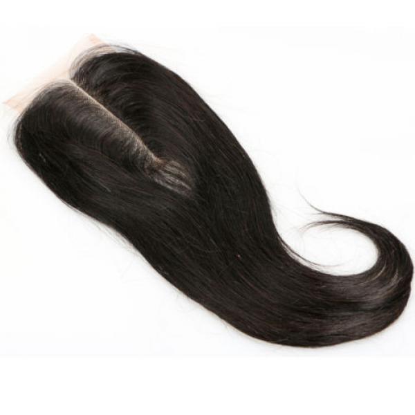 Virgin Brazilian Human Hair Straight Lace Closure Top Natural Center Part 10&#034; #5 image