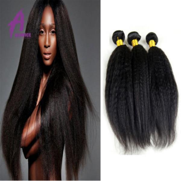 Kinky Straight Brazilian Virgin Human Hair Extensions Weave 3 Bundles 300g 7A #1 image