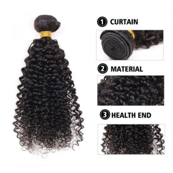 Brazilian kinky curly virgin hair weave human hair weft natural color 12&#034; 100g #2 image