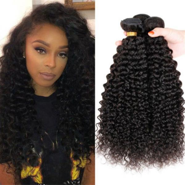 Brazilian kinky curly virgin hair weave human hair weft natural color 12&#034; 100g #3 image