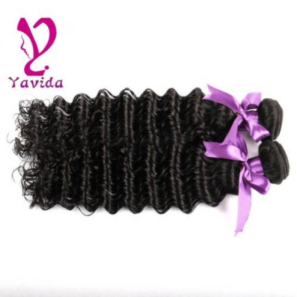 7A 100% Unprocessed Virgin Brazilian Deep Wave Hair Natural Black 2 Bundle/200g #2 image