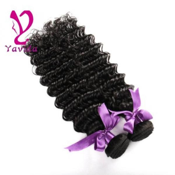 7A 100% Unprocessed Virgin Brazilian Deep Wave Hair Natural Black 2 Bundle/200g #3 image