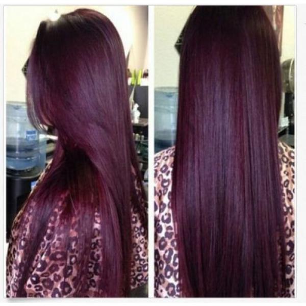 3 Bundles Red Wine Burgundy 99J Brazilian Virgin Straight Human Hair Weave Weft #1 image