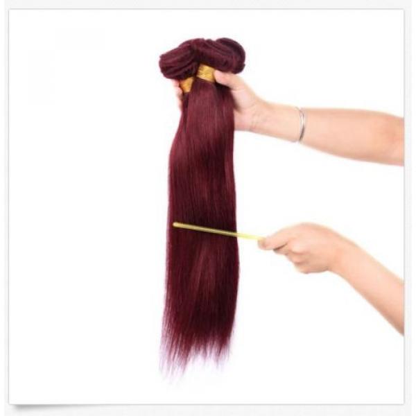 3 Bundles Red Wine Burgundy 99J Brazilian Virgin Straight Human Hair Weave Weft #4 image