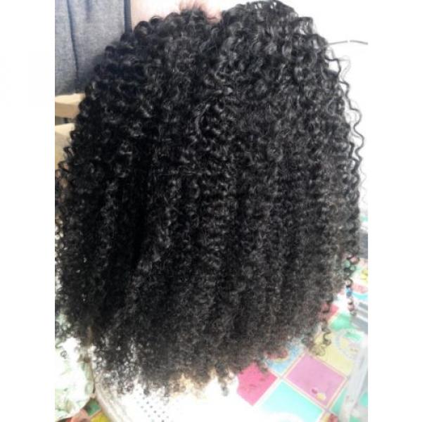 Brazilian Human Hair Kinky Curly Extensions Natural Black Weft Virgin Hair Weave #1 image