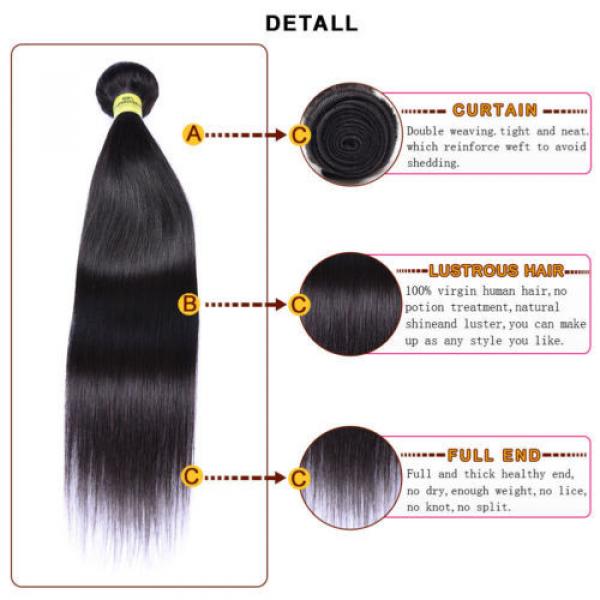 4 Bundles Remy Virgin Brazilian Straight Human Hair Weave Extensions 200g #4 image