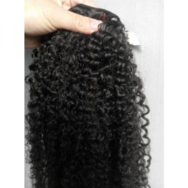 Brazilian Human Hair Kinky Curly Extensions Natural Black Weft Virgin Hair Weave #5 image