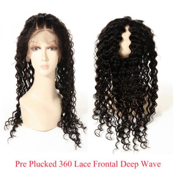 360 Lace Frontal Band Closure Brazilian Virgin Hair Deep Wave with Baby Hair #1 image