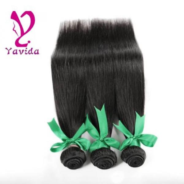 7A 100% Virgin Human Hair Weave 3 Bundles Brazilian Straight Hair Weft 300g #1B #1 image