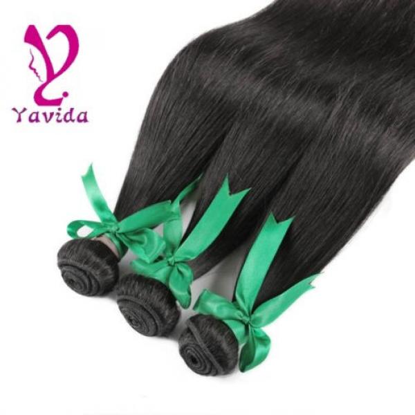 7A 100% Virgin Human Hair Weave 3 Bundles Brazilian Straight Hair Weft 300g #1B #2 image