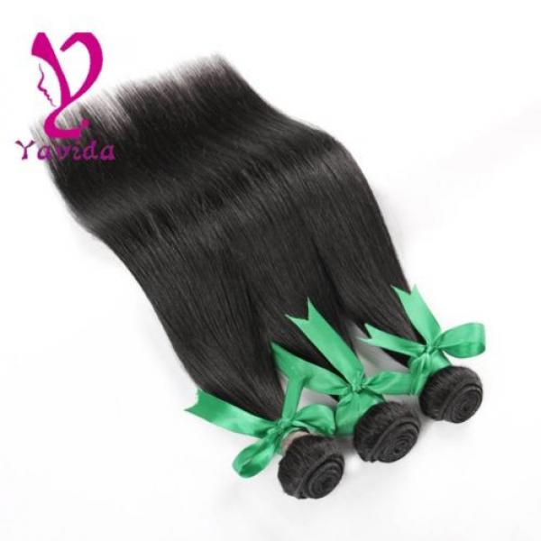 7A 100% Virgin Human Hair Weave 3 Bundles Brazilian Straight Hair Weft 300g #1B #4 image