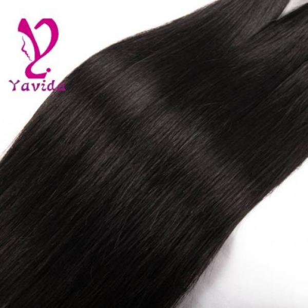 7A 100% Virgin Human Hair Weave 3 Bundles Brazilian Straight Hair Weft 300g #1B #5 image