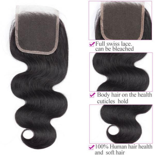 Brazilian virgin hair 4*4 closure body wave free part human hair lace closure18&#034; #2 image
