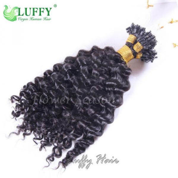 Micro Loop Ring Beads Hair Extensions Curly Brazilian Virgin Human Hair Braids #3 image